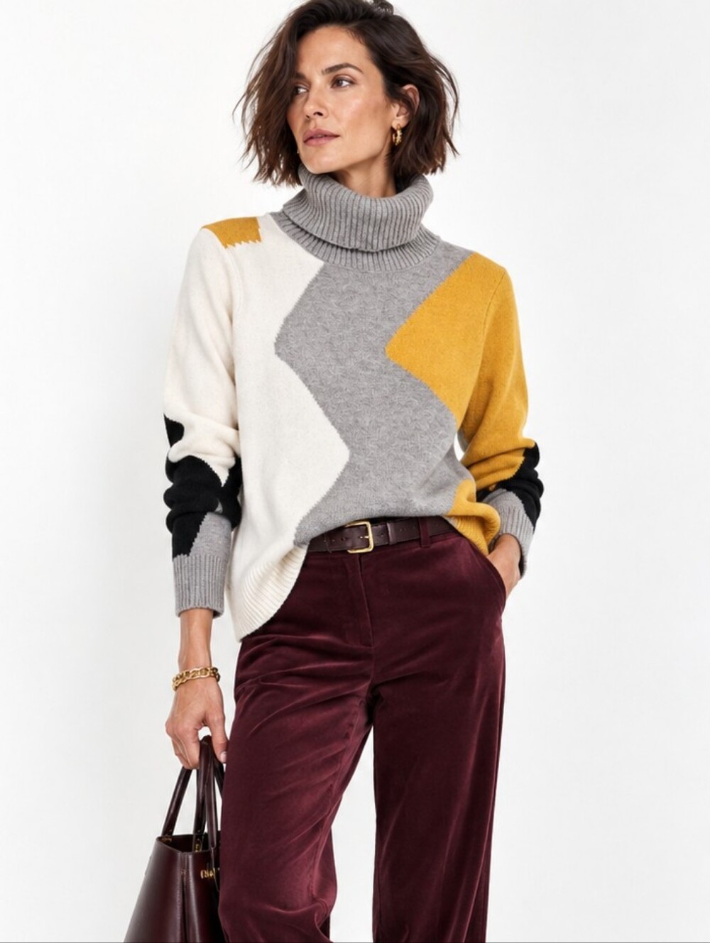 Alison Sheri Sweater Statement Colorblock Turtleneck Artful Style
